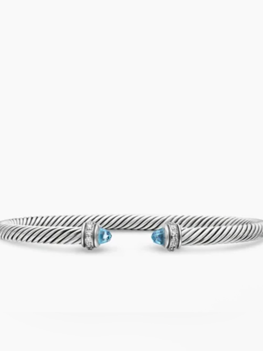 David Yurman Classic Cable Bracelet - Sterling Silver w/ Blue Topaz and Diamonds